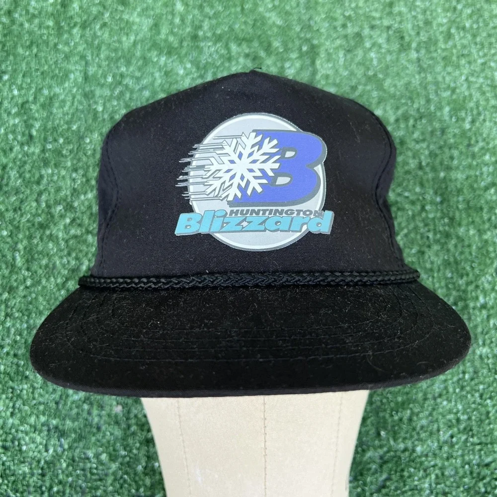 VTG Huntington Blizzard Hat Adult Black ECHL Hockey‎ Snapback Rope Trucker 90s